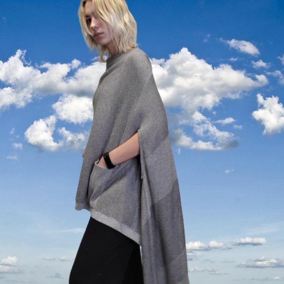 Anthropologie Sweaters - Anthro MOTH Madison Park Sweater Poncho Cotton Blend Gray Ribbed Womens XS/S